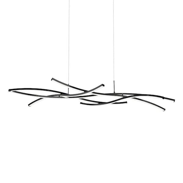 WAC Lighting Divergence 79-Watt Integrated LED Black Statement Pendant Glass Shade