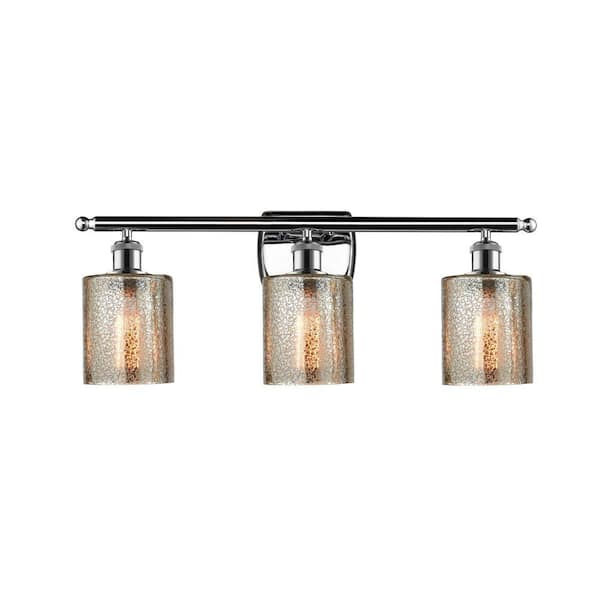 Cobbleskill 26 in. 3-Light Polished Chrome Vanity Light with Glass Shade