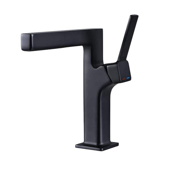 Unbranded Single Handle Single Hole Deck Mounted Hot and Cold Water Sink Bathroom Faucet 1.2 GPM with Spot Resistant in Matt Black