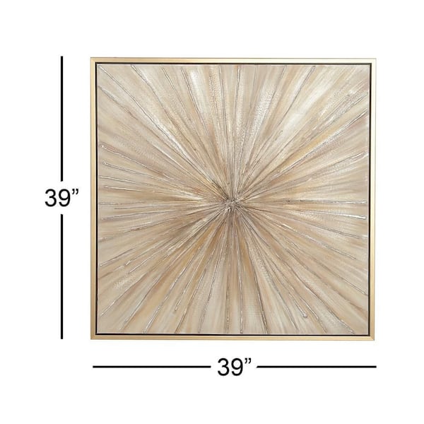 Litton Lane 1- Panel Starburst Radial Framed Wall Art with Gold