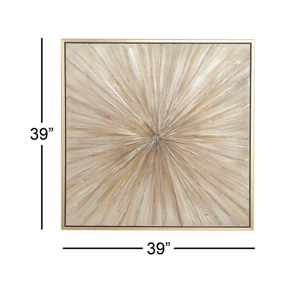 39" Brown Radial Starburst Framed Canvas Wall Art