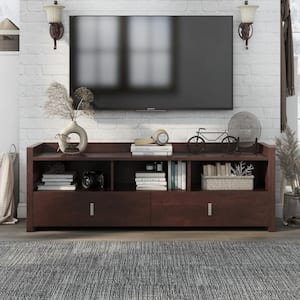 Ditte 20.5 in. H Vintage Walnut TV Stand with 2-Drawer Fits TV's up to 69 in. with Cable Management