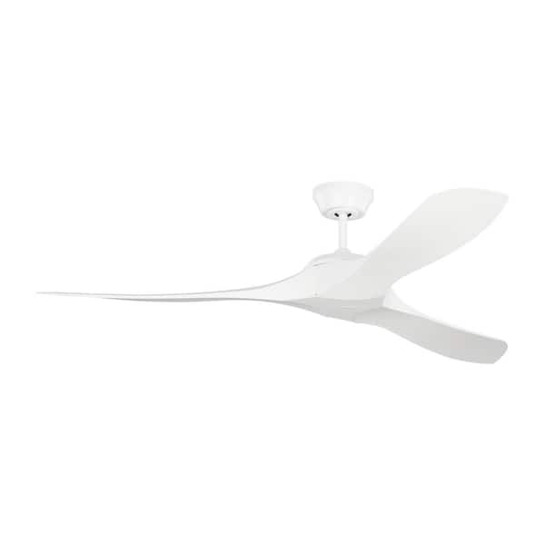 Generation Lighting Edge Coastal 60 in. Indoor/Outdoor Matte White Ceiling Fan with Handheld Remote, 6-Speeds and Reverse