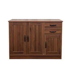 43.3 in. Wood Pantry Organizer with 2 doors, 1 Storage and 2 drawers in Walnut