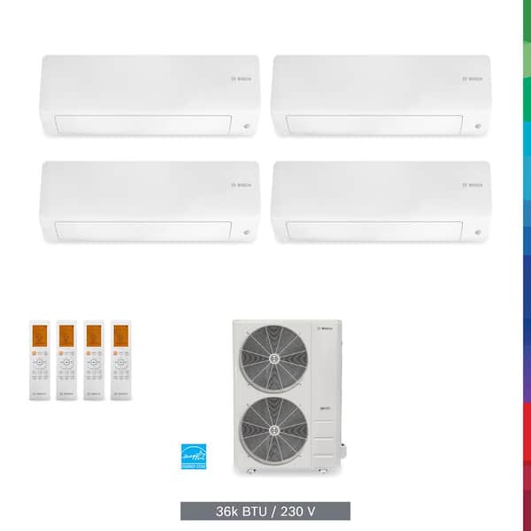 Bosch Gen 3 Max Performance PRO PACK 4-Zone 36,000 BTU 3 Ton Ductless Mini Split Air Conditioner with Heat Pump 230-Volt