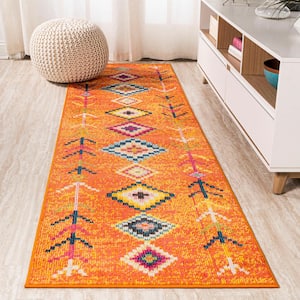 Tribal Love Orange/Multi 2 ft. x 8 ft. Geometric Runner Rug