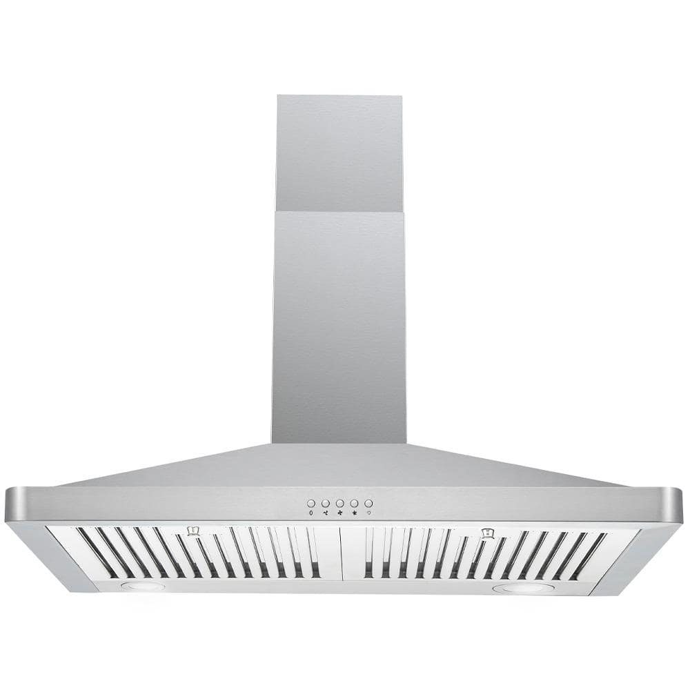 30 in. Wall Mount Range Hood in Stainless Steel with Professional Baffle Filters, LED lights, Push Button Control