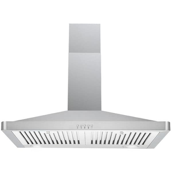 Cavaliere 30 in. Wall Mount Range Hood in Stainless Steel with Professional Baffle Filters, LED lights, Push Button Control