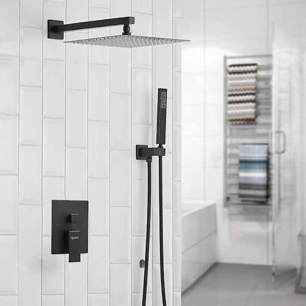 Single Handle 2-Spray Shower Faucet 2.5 Gpm with 180° Swivel, Adjustable Flow Rate in Matte Black