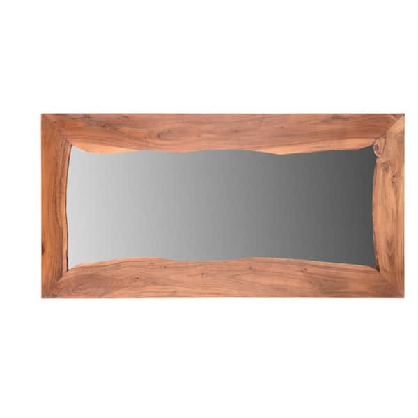 HomeRoots 41 in. W x 40 in. H Oak Rectangle Dresser Mirror Mounts To Dresser With Frame