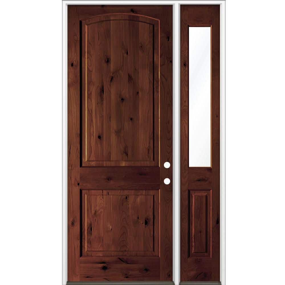 46 in. x 96 in. Knotty Alder 2-Panel Left-Hand/Inswing Clear Glass Red Mahogany Stain Wood Prehung Front Door RHSL price history on PriceWatchPro