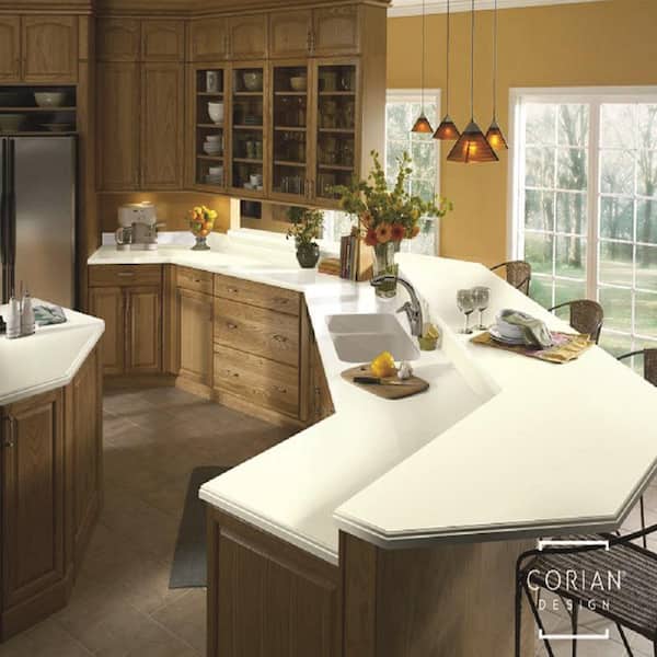 2 in. x 2 in. Solid Surface Countertop Sample in Ecru