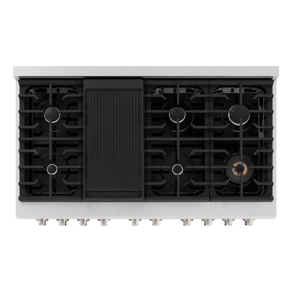 ZLINE 48" Stainless Steel Double Oven Gas Range with Griddle