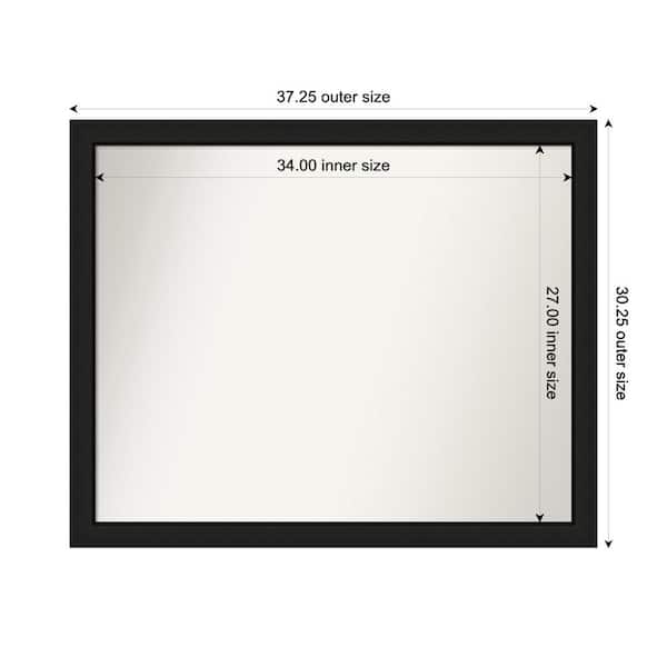 Amanti Art Midnight Black Narrow 37.25 in. x 30.25 in. Custom Non-Beveled Wood FramedBathroom Vanity Wall Mirror