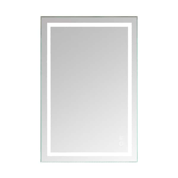 Tahanbath 24 in. W x 36 in. H Rectangle Frameless Wall Mounted LED Bathroom Vanity Mirror in White