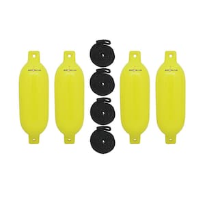 BoatTector Inflatable Fender Value 4-Pack - 4.5 in. x 16 in., Neon Yellow