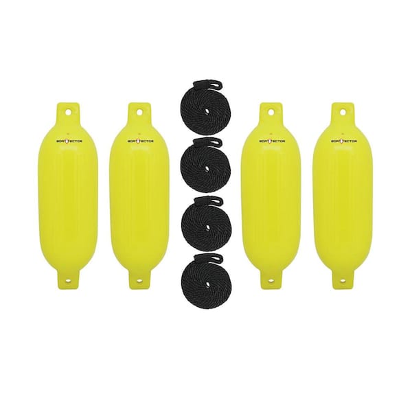 Extreme Max BoatTector Inflatable Fender Value 4-Pack - 4.5 in. x 16 in., Neon Yellow