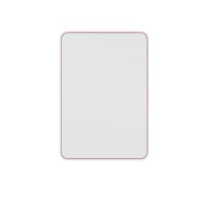 22 in. W x 32 in. H Framed Radius Corner Stainless Steel Mirror in Pink