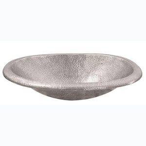 Oval Undermounted Bathroom Sink in Hammered Pewter