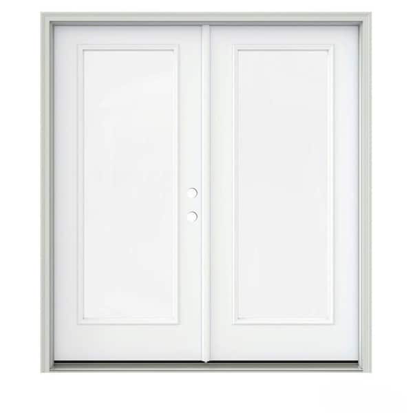 JELD-WEN 72 in. x 80 in. White Painted Steel Left-Hand Inswing Full Lite Glass Active/Stationary Patio Door