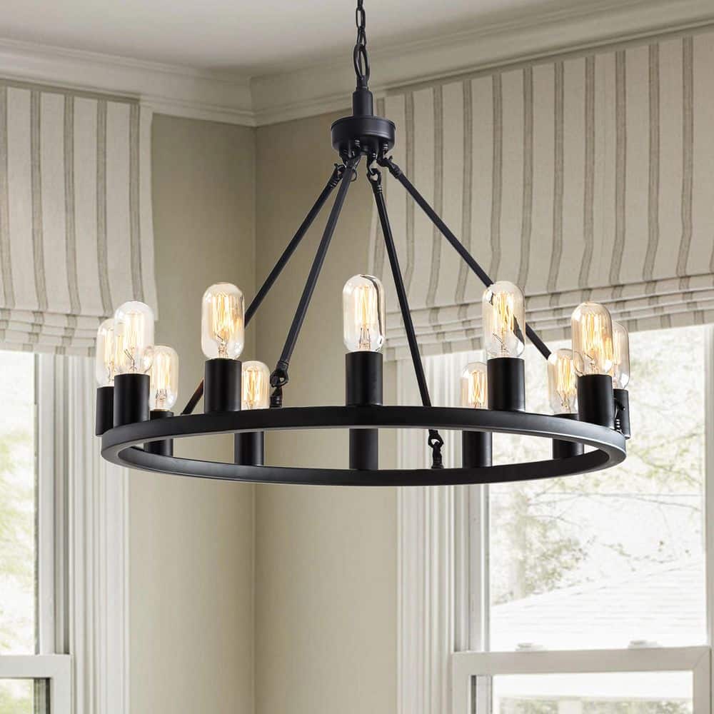 Jojospring Belle 12-Light Black Metal Round Chandelier BX-6495-AYF Jojospring Belle 12-Light Black Metal Round Chandelier BX-6495-AYF