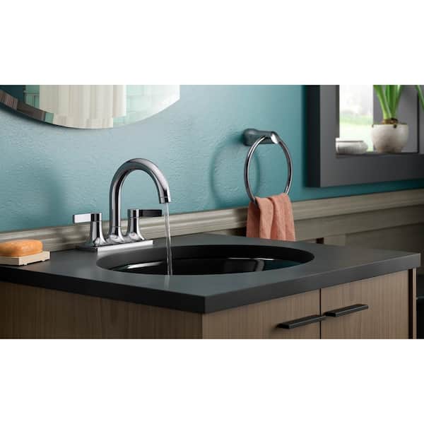 Contemporary 4 in. Centerset 2-Handle Bathroom Faucet in Polished Chrome