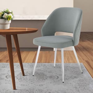 Gray and Chrome Velvet Curved Back Dining Chair (Set of 2)