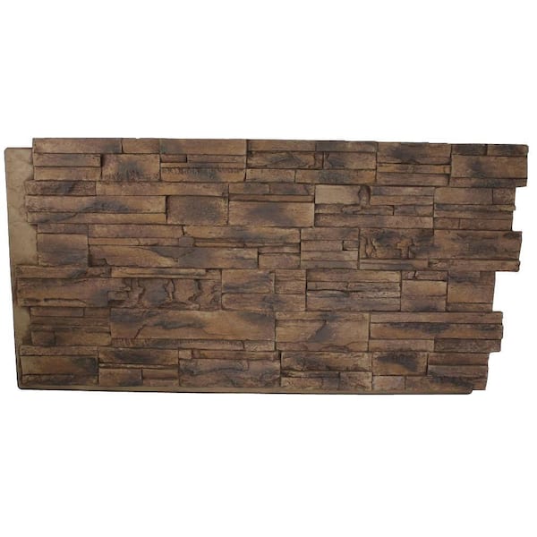 TRITAN BP Earth Valley Faux Stone 48-3/4 in. x 24-3/4 in. Faux Stone Siding Panel Finsihed Pecan Urethane Interlocking Panel