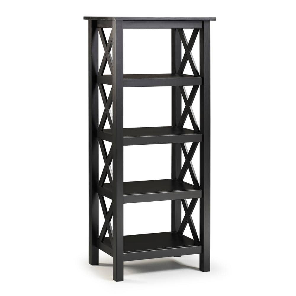 Linon Home Decor Ramsey 54 in. Black Wood 4-shelf Standard Bookcase ...