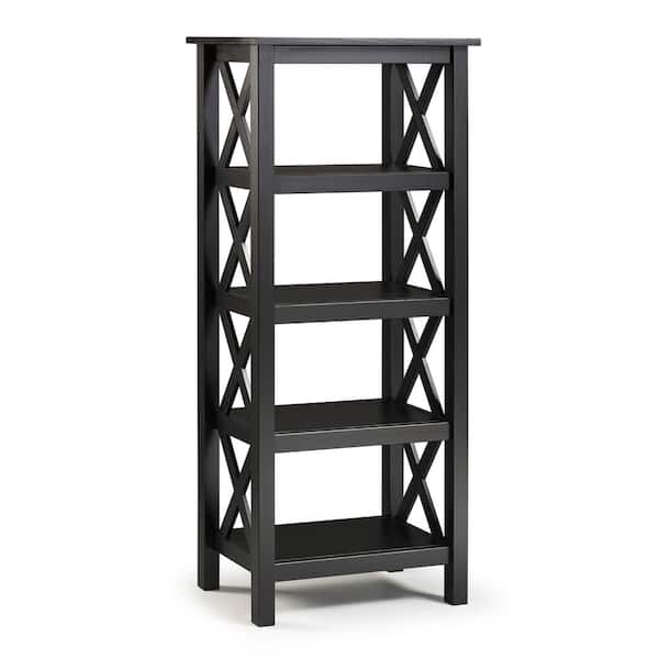 Linon Home Decor Ramsey 54 in. Black Wood 4-shelf Standard Bookcase with Open Back