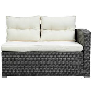Classic Gray Wicker Outdoor Chaise Lounge with White Cushions