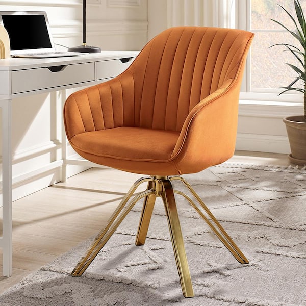 Art Leon Arthur Mid-Century Cinnamon Fabric Swivel Accent Arm Chair with Metal Legs