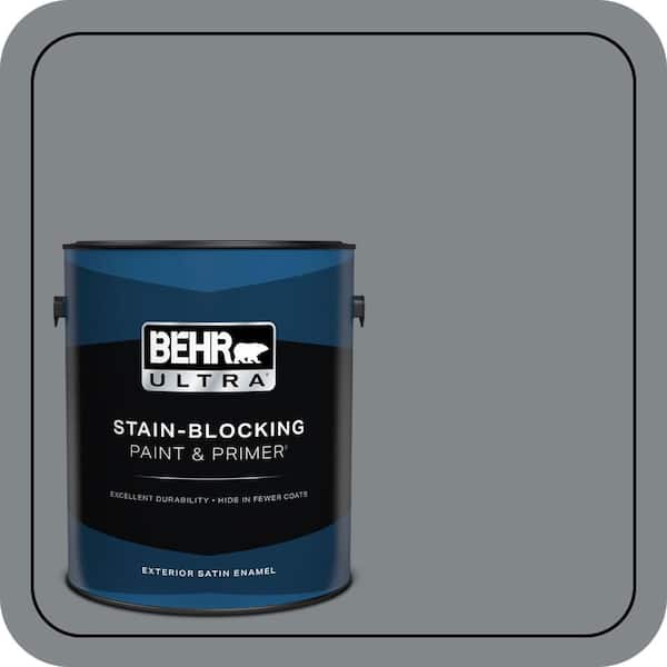 BEHR ULTRA 1 gal. #N500-5 Magnetic Gray color Satin Enamel Exterior Paint & Primer