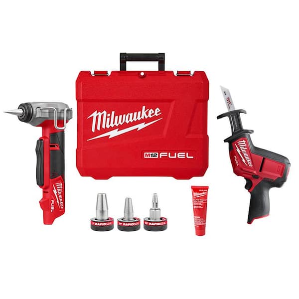 Milwaukee M12 FUEL 1 2 in. 1 in Pro PEX Expansion Tool Kit with. RAPID SEAL ProPEX Expansion Heads HACKZALL 2532 20 2520 20 The Home Depot