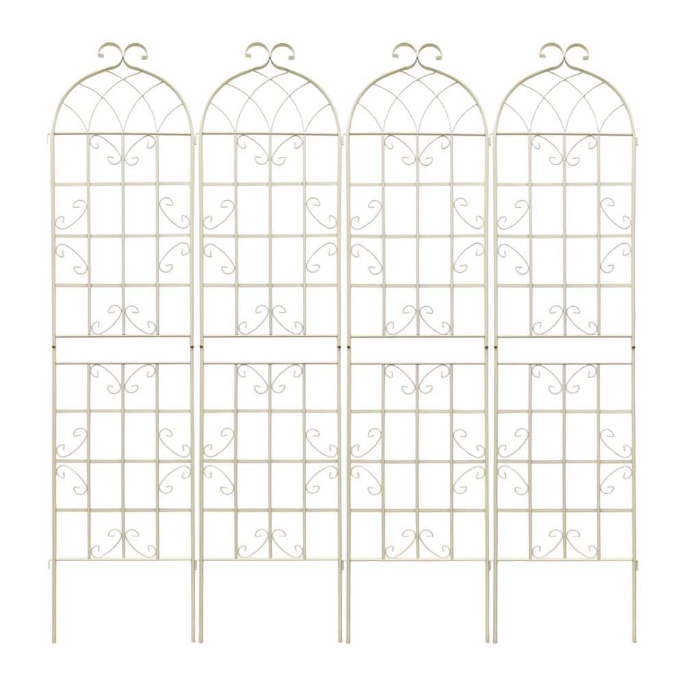 86.7 in. Cream White Rustproof Metal Garden Trellis for Climbing Plants and Outdoor Vines(4-Pack) price history on PriceWatchPro
