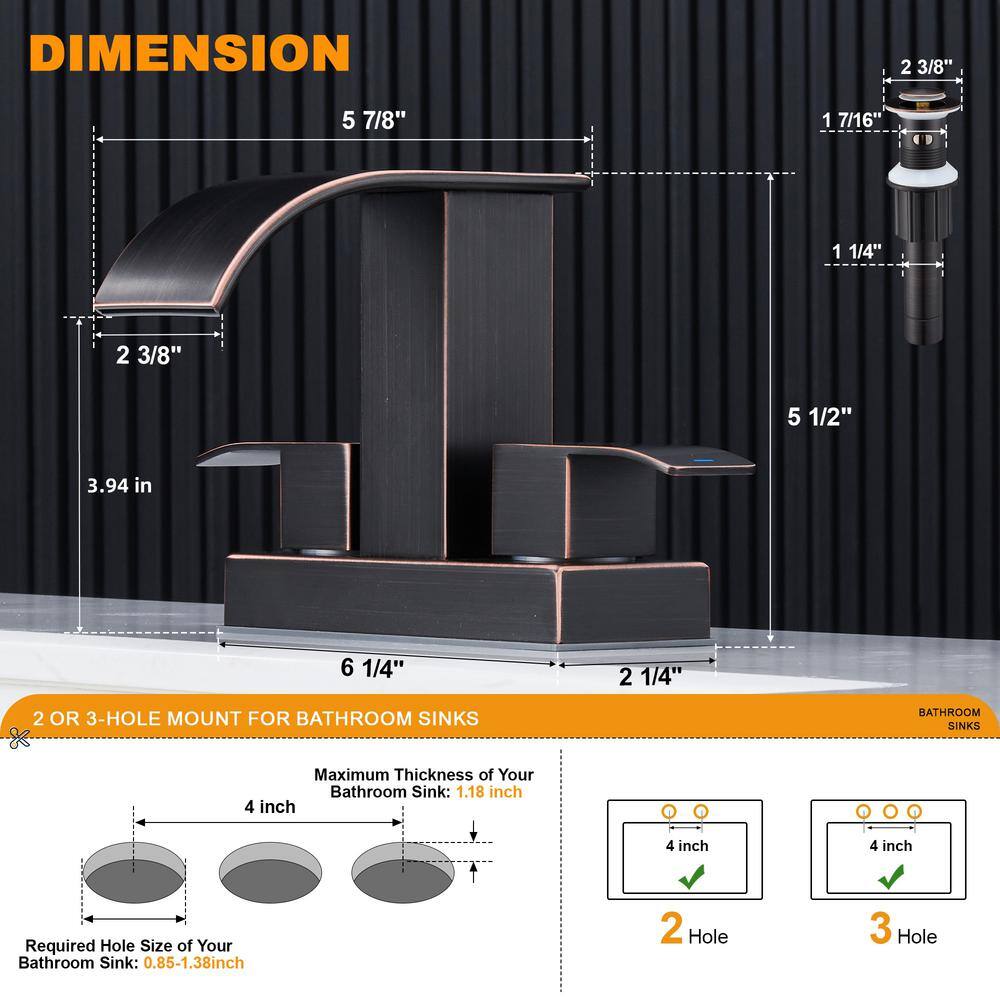 Oil Rubbed Bronze Double Handle Waterfall Bathroom Faucet