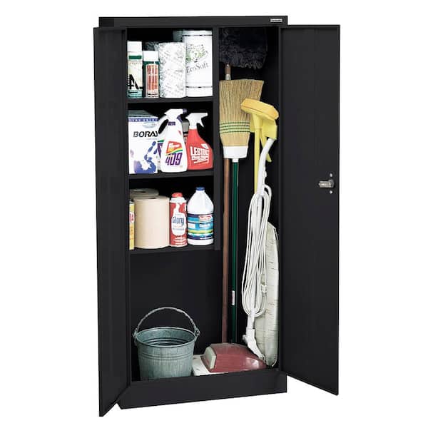 Supply Preassembled 24-Gauge Freestanding Cabinet with 3-Fixed Shelves in Black ( 30 in. W x 66 in. H x 18 in. D