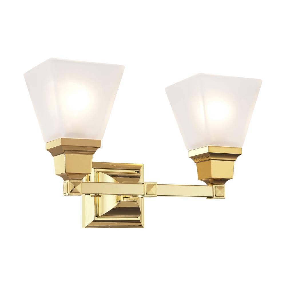 Elegant Polished Brass 2-Light Vanity with Satin Glass Shades