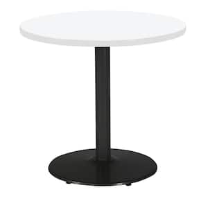 Mode 30 in. Round White Wood Laminate Dining Table with Black Round Steel Frame (Seats 2)