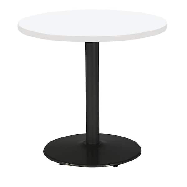 Unbranded Mode 30 in. Round White Wood Laminate Dining Table with Black Round Steel Frame (Seats 2)