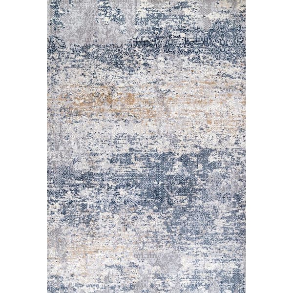 StyleWell Wilde Tribal Distressed Blue 7 ft. x 9 ft. Area Rug