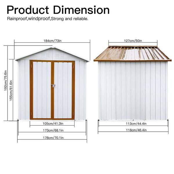 Daheat Outdoor Metal Storage Sheds 4 ft. x 6 ft. Apex Roof