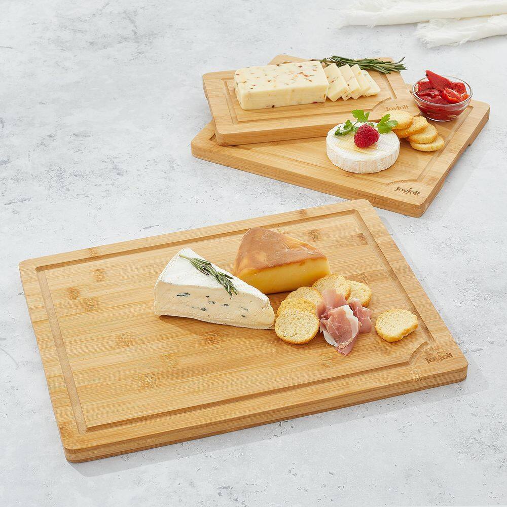 JoyJolt Bamboo 3-Piece Rectangular Cutting Board Set