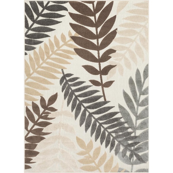 Dorado Mariah Modern Floral Ivory 3 ft. 11 in. x 5 ft. 3 in. High-Low Indoor/Outdoor Area Rug