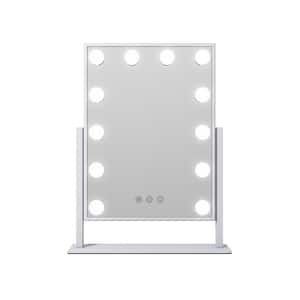 14 in. x 19 in. Hollywood Glam Lighted LED Touch Dimmable Tabletop Beauty Makeup Mirror in White