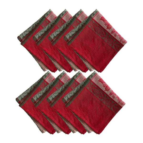 Prestige Poinsettia Jacquard Napkin Set of 8, Multicolor - 17"W x 17"L