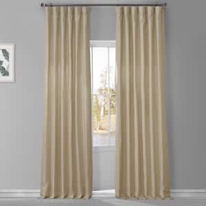 Walnut Beige French Linen Rod Pocket Room Darkening Curtain 50 in. W x 120 in. L Single Window Panel
