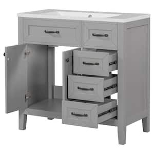 35.98 in. W x 18.03 in. D x 35.98 in. H Bathroom Gray Linen Cabinet