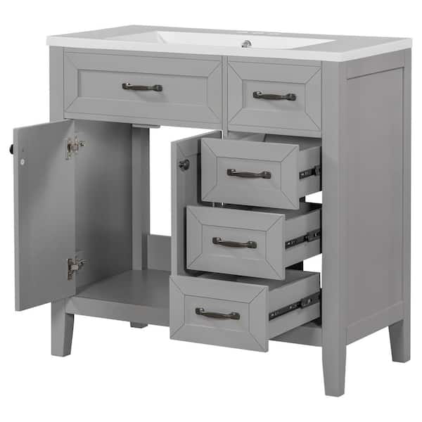 COWLOWN 35.98 in. W x 18.03 in. D x 35.98 in. H Bathroom Gray Linen Cabinet