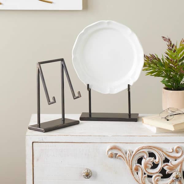 Litton Lane Black Metal Modern Abstract Easel (2-Pack)